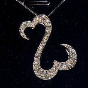 Jane Seymour 14KT White Gold Open Hearts Diamond Pendant